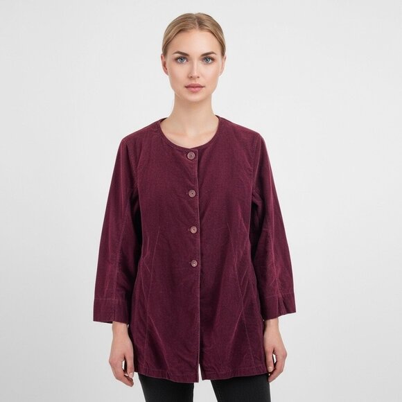 OSKA Burgundy Corduroy Button Front Jacket – Cotton/Elastane – Women’s Size 1/S - Picture 1 of 6